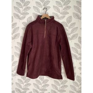 London Fog Burgundy Half Zip Fleece Lined Sweater, Size L